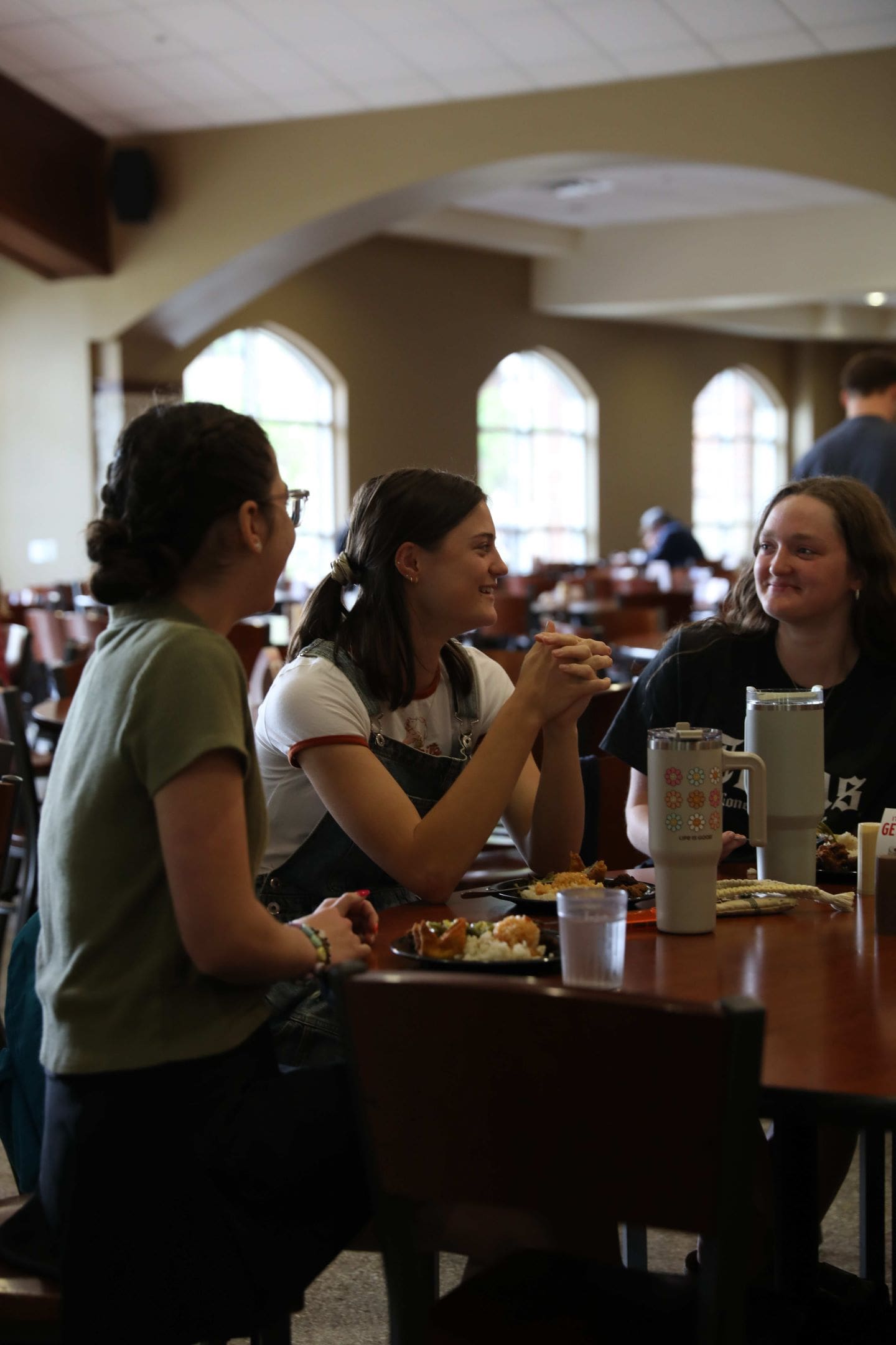 students in dining hall